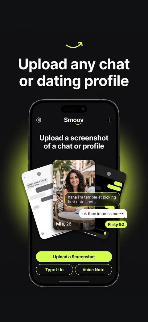 Smoov — uploading a screenshot of a chat or dating profile