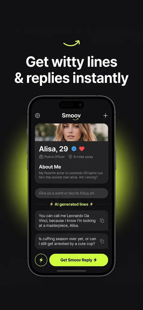 Smoov — suggested opening lines for a dating profile